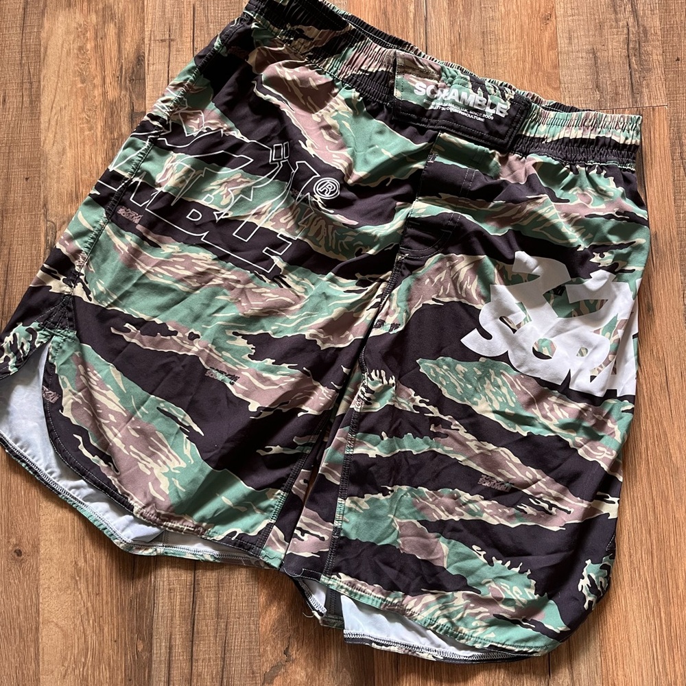 Scramble Tiger Stripe Camo Grappling Shorts - Green